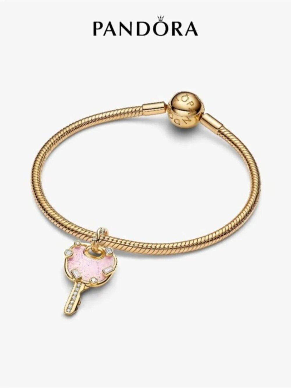 Pandora Opalescent Pink Love Key Large Dangle Charm